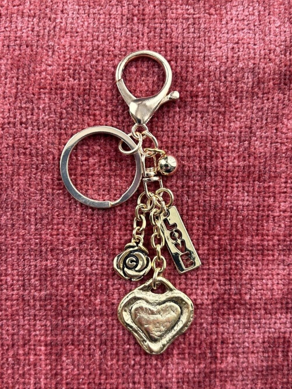 New JUST LOVELY Bag Charm Gold Tone 💕